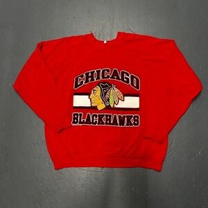 Vintage 80s 1988 Chicago Blackhawks nhl hockey graphic red crewneck sweatshirt